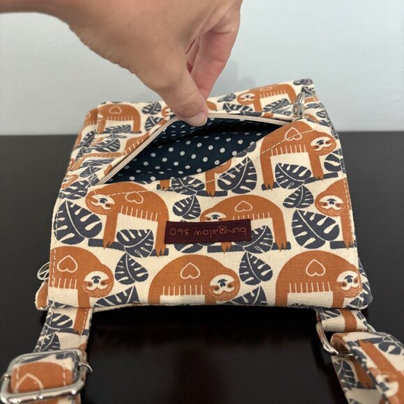 Bungalow 360 Orange & Blue Sloth Small Canvas Messenger Bag - Picture 8 of 13